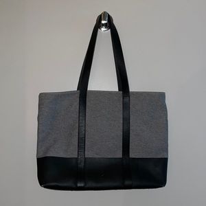 Everlane zip closure twill and leather tote
